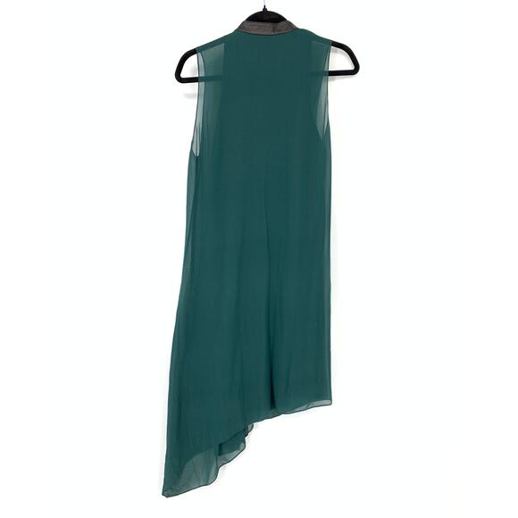 3.1 Phillip Lim Women's 4 Hi Low Chiffon Mini Dress Sleeveless Green High Neck - Picture 2 of 6